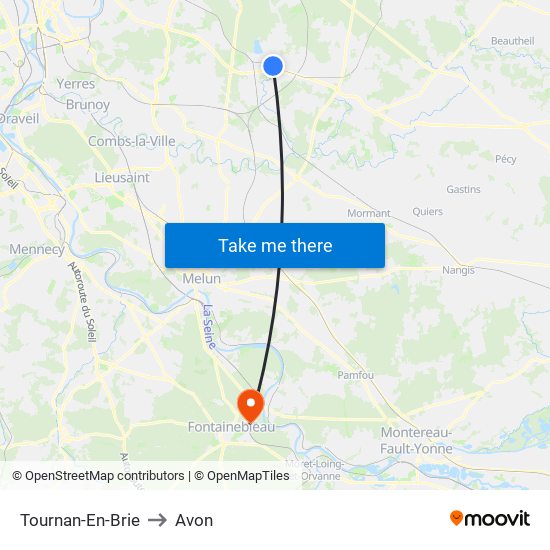 Tournan-En-Brie to Avon map