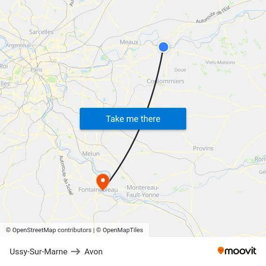 Ussy-Sur-Marne to Avon map