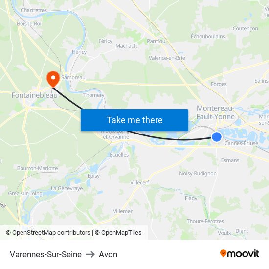 Varennes-Sur-Seine to Avon map