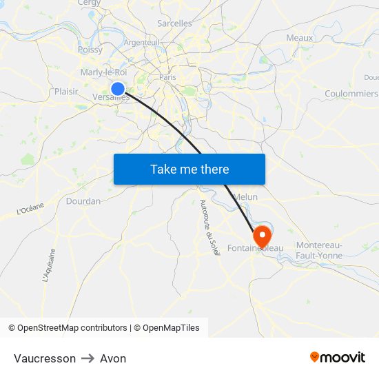 Vaucresson to Avon map