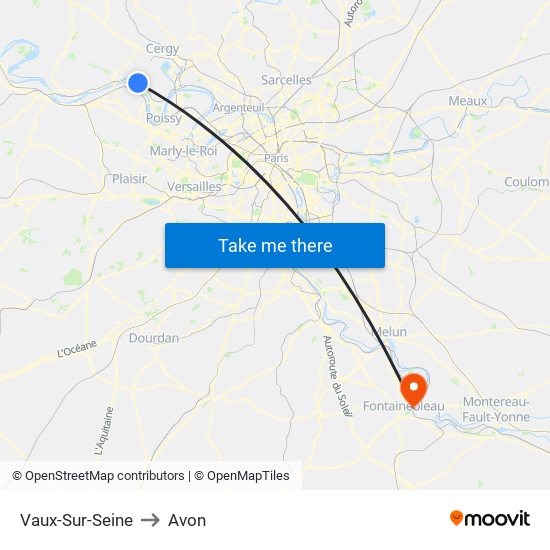 Vaux-Sur-Seine to Avon map