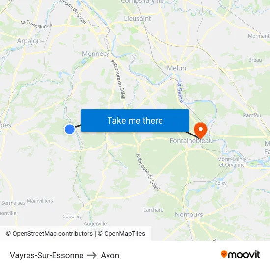Vayres-Sur-Essonne to Avon map