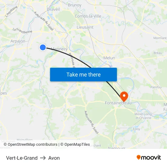 Vert-Le-Grand to Avon map