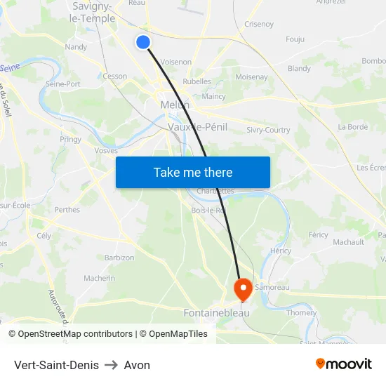 Vert-Saint-Denis to Avon map