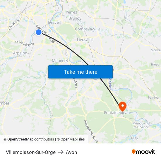 Villemoisson-Sur-Orge to Avon map