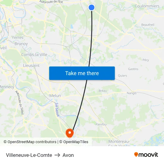 Villeneuve-Le-Comte to Avon map