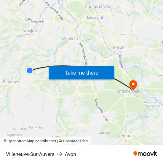 Villeneuve-Sur-Auvers to Avon map