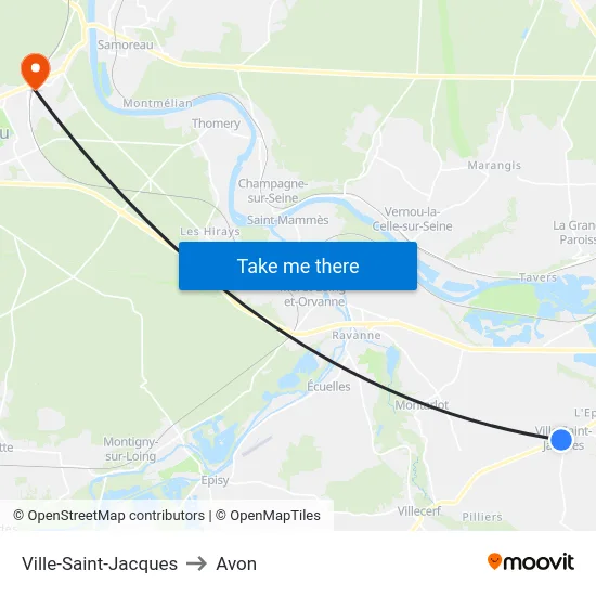 Ville-Saint-Jacques to Avon map