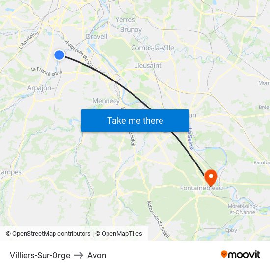 Villiers-Sur-Orge to Avon map
