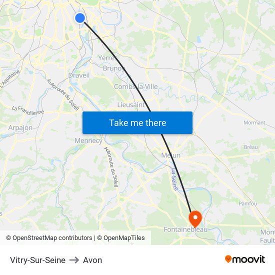 Vitry-Sur-Seine to Avon map
