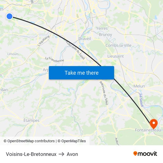 Voisins-Le-Bretonneux to Avon map