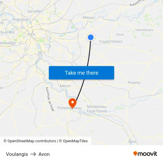 Voulangis to Avon map