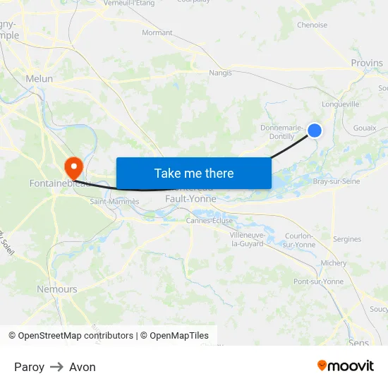 Paroy to Avon map