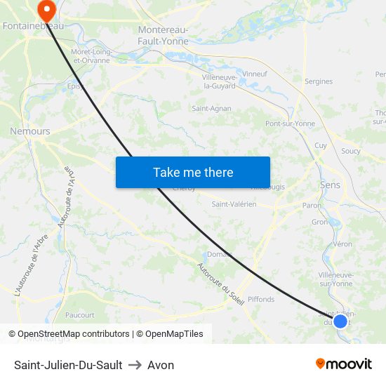 Saint-Julien-Du-Sault to Avon map