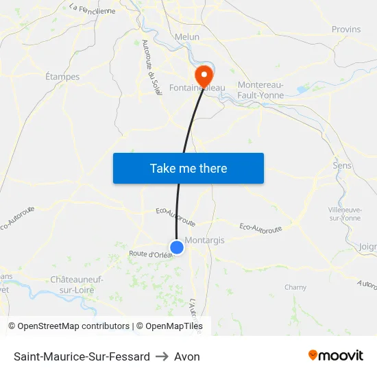 Saint-Maurice-Sur-Fessard to Avon map