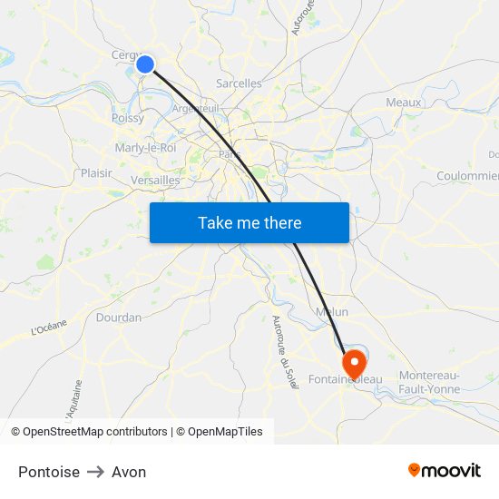 Pontoise to Avon map