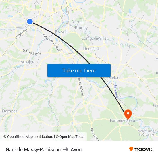 Gare de Massy-Palaiseau to Avon map