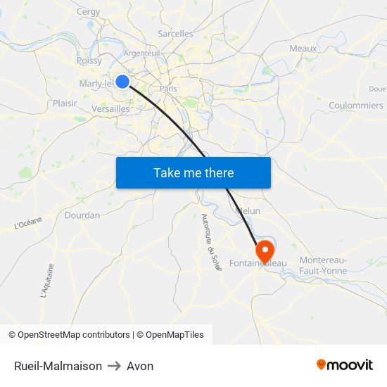 Rueil-Malmaison to Avon map