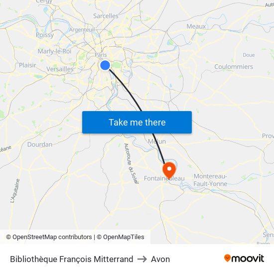 Bibliothèque François Mitterrand to Avon map