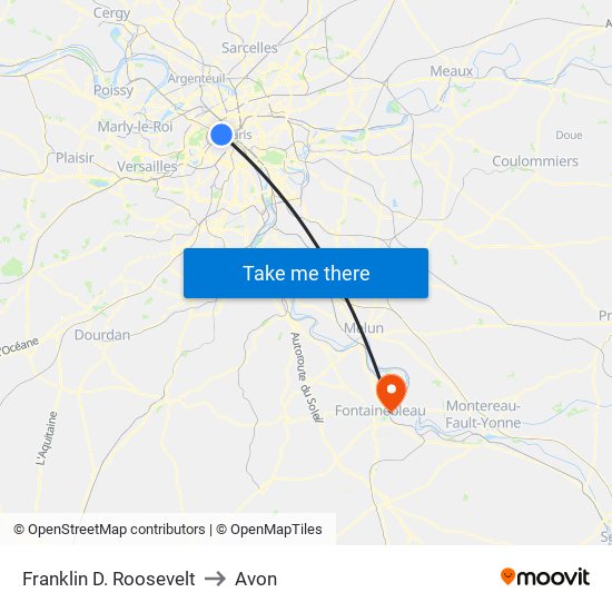 Franklin D. Roosevelt to Avon map