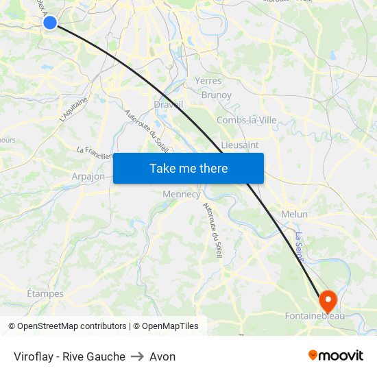 Viroflay - Rive Gauche to Avon map