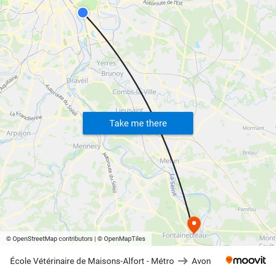École Vétérinaire de Maisons-Alfort - Métro to Avon map