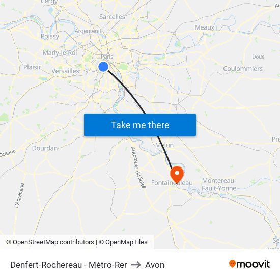Denfert-Rochereau - Métro-Rer to Avon map