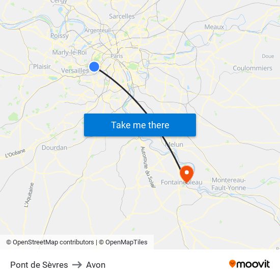 Pont de Sèvres to Avon map