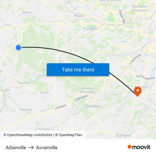 Adainville to Avrainville map