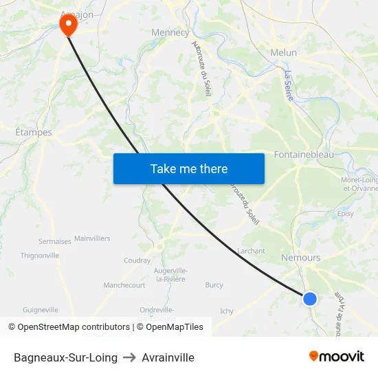 Bagneaux-Sur-Loing to Avrainville map