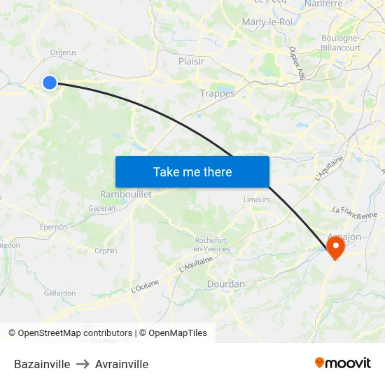 Bazainville to Avrainville map