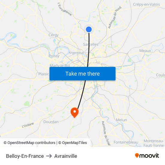Belloy-En-France to Avrainville map