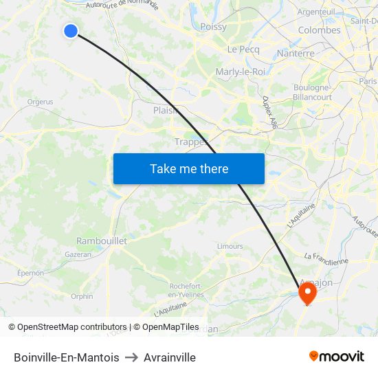 Boinville-En-Mantois to Avrainville map