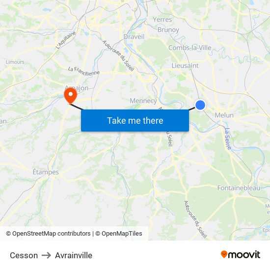 Cesson to Avrainville map