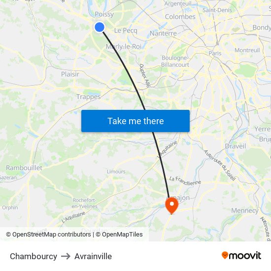 Chambourcy to Avrainville map