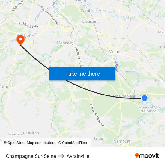 Champagne-Sur-Seine to Avrainville map