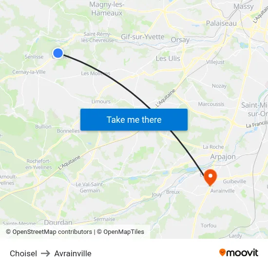 Choisel to Avrainville map