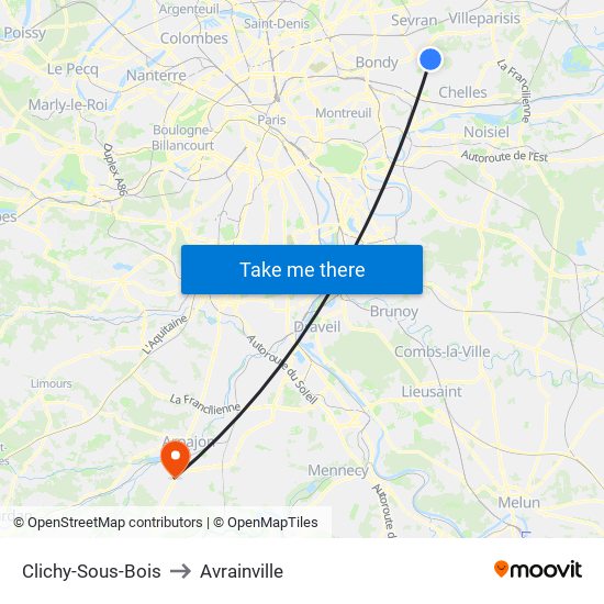 Clichy-Sous-Bois to Avrainville map
