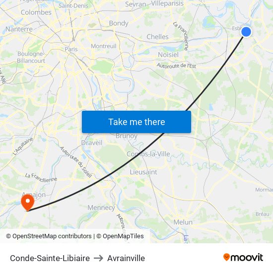 Conde-Sainte-Libiaire to Avrainville map