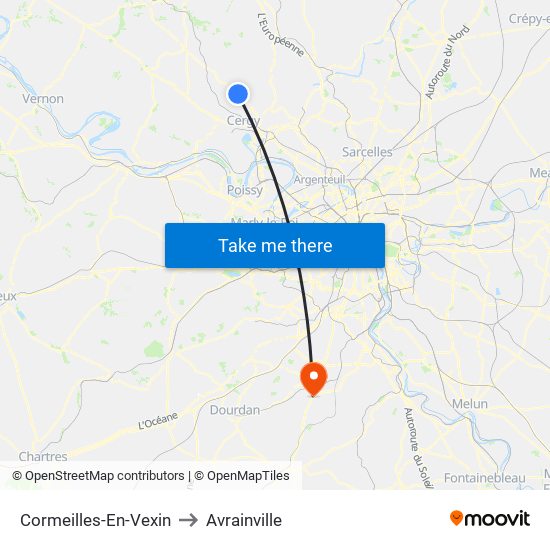 Cormeilles-En-Vexin to Avrainville map