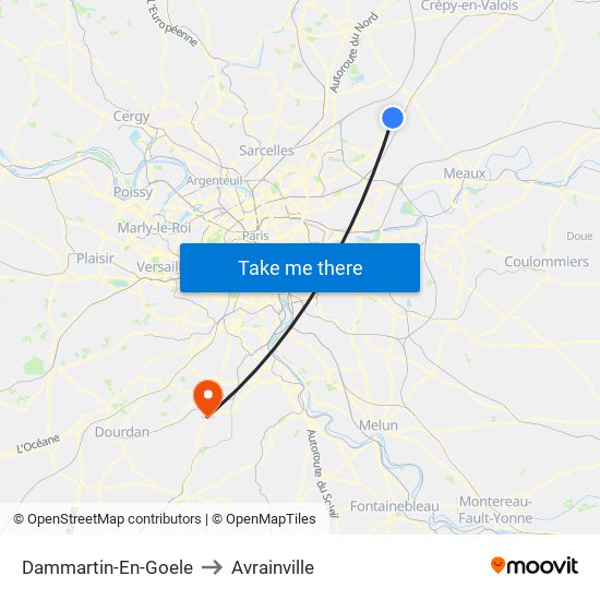 Dammartin-En-Goele to Avrainville map