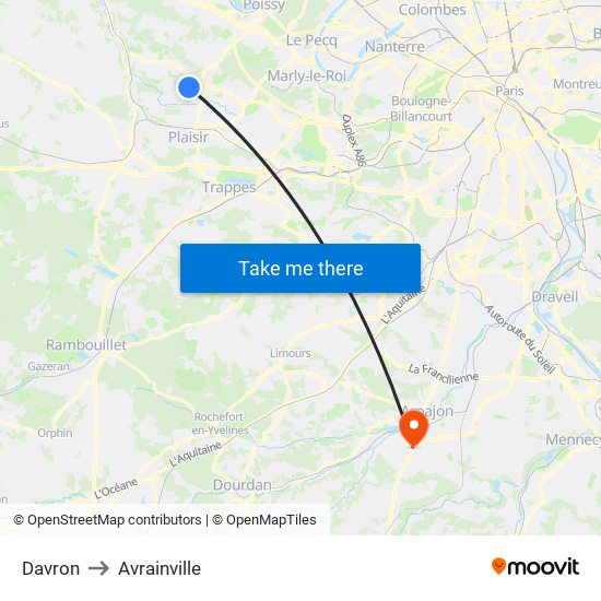 Davron to Avrainville map
