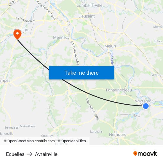 Ecuelles to Avrainville map