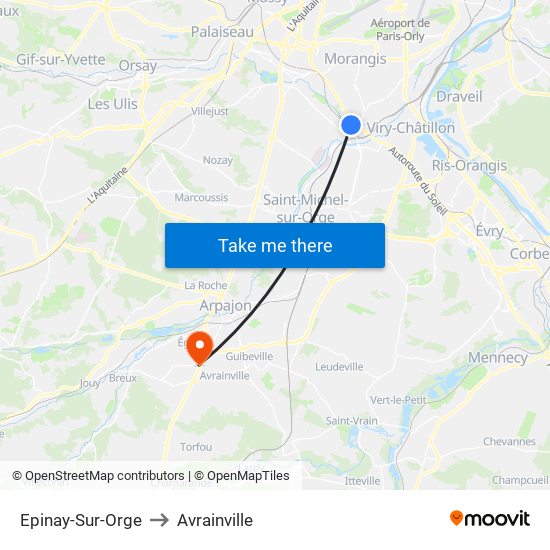Epinay-Sur-Orge to Avrainville map