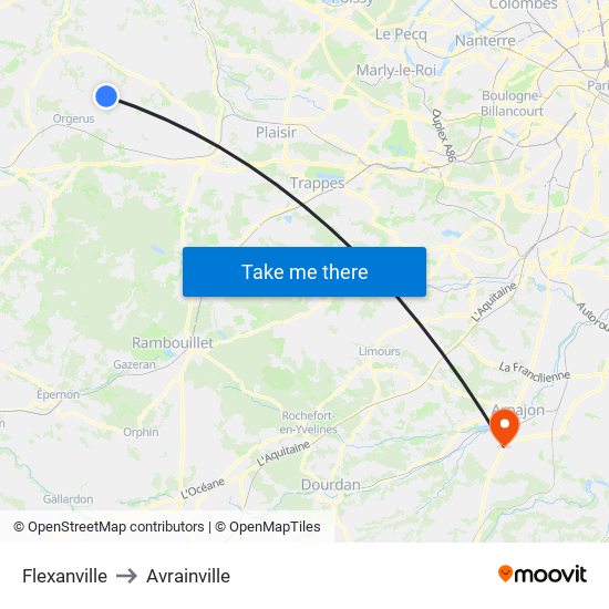 Flexanville to Avrainville map