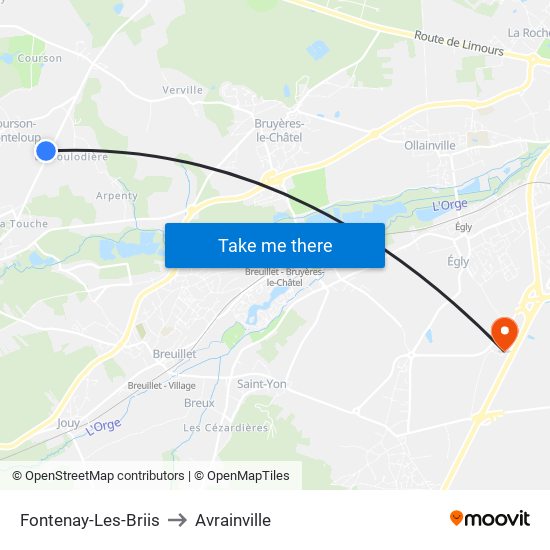 Fontenay-Les-Briis to Avrainville map
