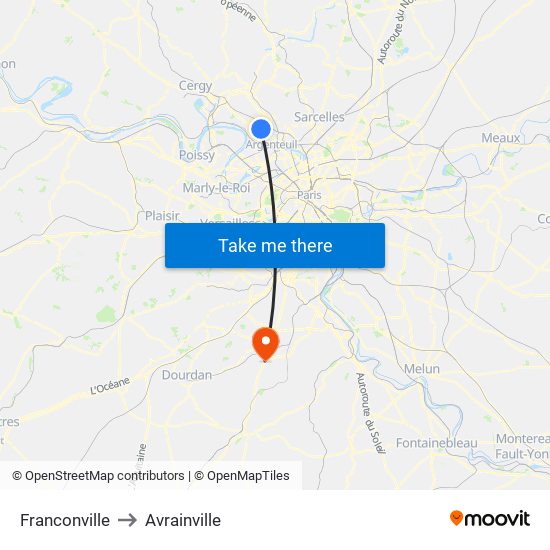 Franconville to Avrainville map