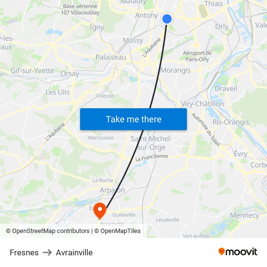 Fresnes to Avrainville map