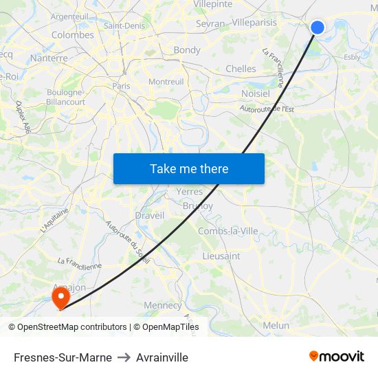 Fresnes-Sur-Marne to Avrainville map
