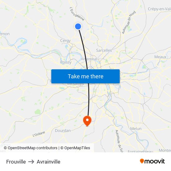 Frouville to Avrainville map